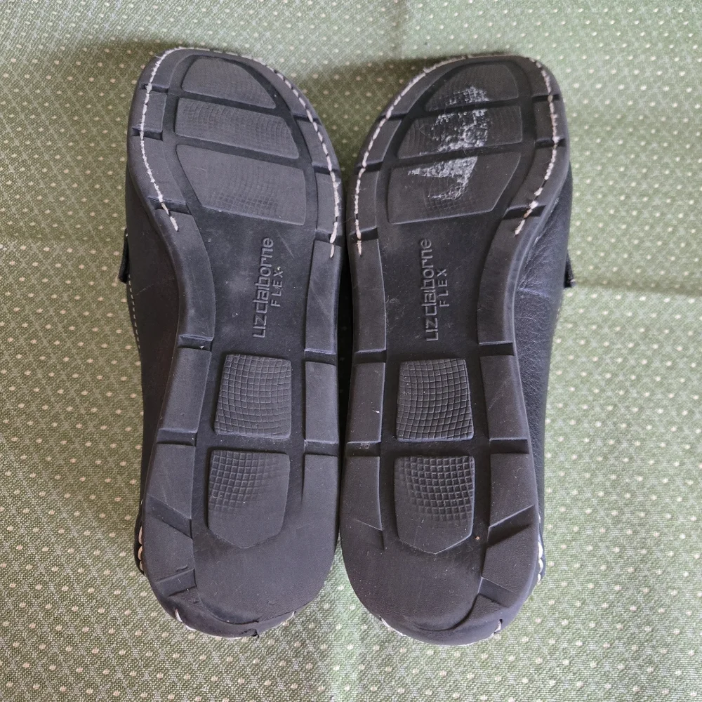 Liz Claiborne Nolia Black Leather Loafers, 7M